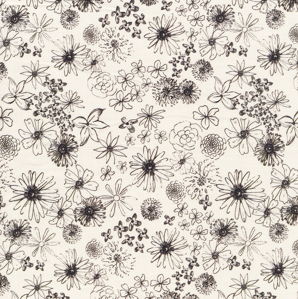 Clothworks Fabrics Melissa Polomsky Sunset Meadow Floral Linework